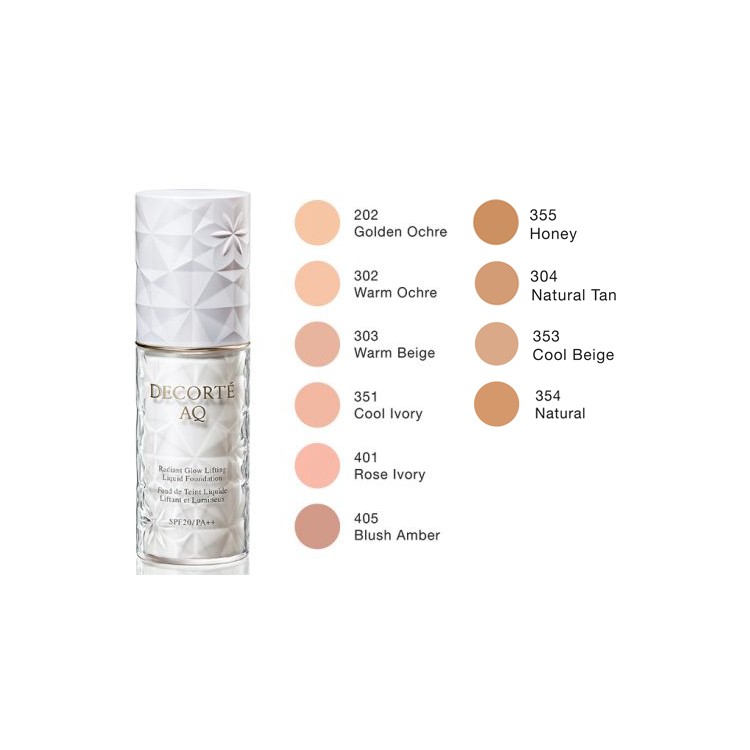 Decortè AQ Base Make up Radiant Glow Lifting Liquid Foundation 355 Honey