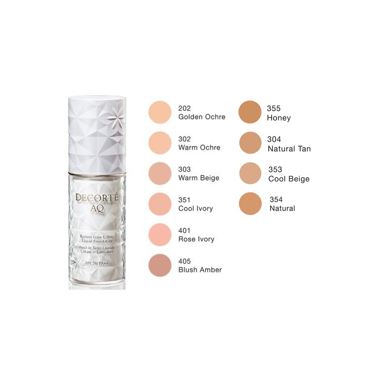 Decortè AQ Base Make up Radiant Glow Lifting Liquid Foundation 302 Warm Ochre Decortè AQ Base Make up Radiant Glow Lifting Liquid Foundation 302 Warm Ochre